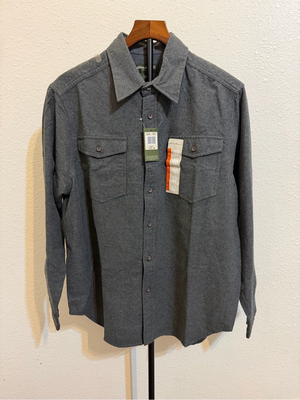 Eddie Bauer Men's Dark Gray Button-Down Flannel Shirt Casual Outdoor